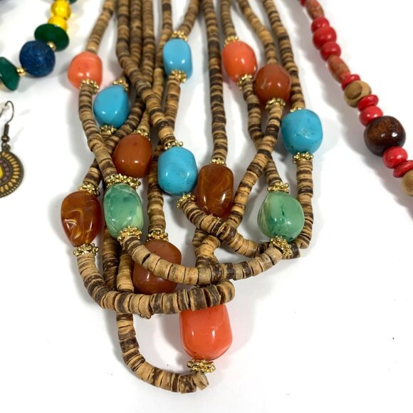 Multicolor Tribal Boho Jewelry Lot 15 Mixed Necklaces Earrings Bracelets Rings - Picture 5 of 10